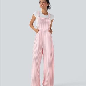 HALARA Pink and White Striped Wide Leg Jumpsuit